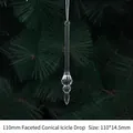 Pack of 50 transparent 110mm faceted acrylic icicle pendants for Christmas tree decoration - 110mm Multi-faceted Tapered Icicle