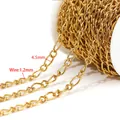 4.5mm gold plated stainless steel cable chain roll for DIY jewelry making - Gold (1.2mm Wire 4.5mm Wide 1:1 Curb Chain)