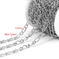 4.5mm silver stainless steel cross chain on a white spool for DIY jewelry making - Steel Color (1.2mm Wire 4.5mm Wide 1:1 Curb Chain)
