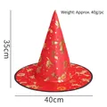 Red Halloween witch hat with gold foil pumpkin and star patterns for party costume - Red Gold Bronzing Witch Hat