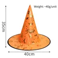 Orange Halloween witch hat with gold foil bats and stars patterns, size 40x35cm - Orange Gold Bronzing Witch Hat