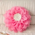 Pink 3D flower throw pillow cover with layered petals for elegant sofa decoration - New Beautiful Rose Red Peony (Cover Only) / 52cm