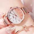 Gedi rose gold watch with gradient glitter dial and matching star pendant bracelet - Gradient Rose Gold