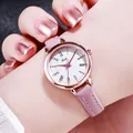 Gedi Vintage Damenuhr mit roségoldenem Gehäuse und rosa Lederarmband für Damen - Roségold Gehäuse Rosa Lederarmband