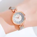 Reloj de cuarzo GEDI para mujer con caja de oro rosa y correa de cuero gris - Caja de Oro Rosa Esfera Gris Correa Gris