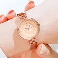 Fashionable women's watch with rose gold case, apricot dial and brown leather strap - Rose Gold Case Coffee Dial Coffee Strap