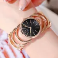 Orologio al quarzo Gedi elegante in oro rosa con quadrante nero e cinturino traforato - Cassa in Oro Rosa Quadrante Nero