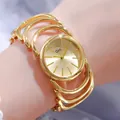 Orologio Gedi al quarzo dorato bohémien con un cinturino metallico multistrato - Cassa Oro Quadrante Oro
