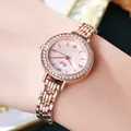 Elegant rose gold women's quartz watch with a pink dial and crystal-encrusted bezel - Rose Gold Pink Dial Rose Gold Strap