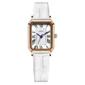 GEDI vintage rectangular quartz watch in rose gold case with white croc leather strap - Rose Gold Case White Dial White Strap