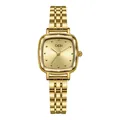 Elegant gold stainless steel square watch for women with faceted glass and metal strap - Gold Case Gold Dial Gold Band