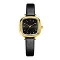Montre à quartz carrée pour femme, style vintage avec cadran noir et boîtier doré - Boîtier Or Cadran Noir Bracelet Noir