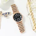 Reloj de negocios en oro rosa con esfera negra de rayos de sol y números romanos - Esfera Negra