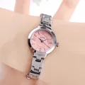 Silver stainless steel women's watch with a light pink dial and sparkling crystal indices - Silver Pink Dial
