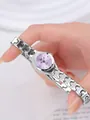 Elegante Damen Quarzuhr mit lavendellila Zifferblatt und silbernem Puzzle-Armband - Silber Gehäuse Violettes Zifferblatt