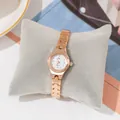 JW elegante Damen Quarzuhr Roségold mit Diamantindizes und H-Glied Metallarmband - Roségold Gehäuse Weißes Zifferblatt