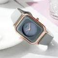 Montre GEDI carrée en or rose pour femme avec bracelet gris en silicone et cadran gris - Boîtier Or Rose Cadran Gris Bracelet Gris