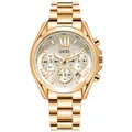 Orologio elegante in acciaio inox oro rosa con display a tre quadranti e data - Cassa Oro Indici Oro Quadrante Bianco Cinturino Oro