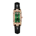 Montre carrée de luxe GEDI avec cadran émeraude et bracelet en cuir noir gaufré - Bracelet Noir Cadran Vert