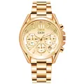 Orologio in acciaio inossidabile oro rosa con logo GEDI, quadrante a tre occhi e data - Cassa Oro Indici Oro Quadrante Oro Cinturino Oro