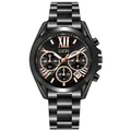 Orologio GEDI in acciaio nero con indici oro rosa e quadranti ausiliari funzionali - Cassa Nera Quadrante Nero Cinturino Nero