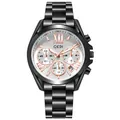 Orologio da donna GEDI in acciaio inossidabile nero con quadrante argento e data - Cassa Nera Quadrante Bianco Cinturino Nero