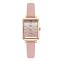 Montre carrée élégante pour femme avec cadran dégradé rose et boîtier en or rose - Bracelet Rose Cadran Rose