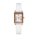 GEDI women's vintage square watch with white crocodile texture leather strap and rose gold case - White Strap