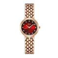 Orologio al quarzo in oro rosa con quadrante sfumato rosso e indici in cristallo - Oro Rosa Quadrante Rosso