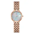 Orologio al quarzo oro rosa da donna con quadrante in madreperla e piccoli cristalli - Quadrante Bianco Oro Rosa