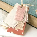 Etiquetas decorativas serie Village Garden para scrapbooking con encaje y cuerda de yute - Mensajes