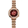 Reloj elegante de oro rosa con esfera degradada roja y cristales para mujer - Esfera Roja