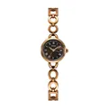 Reloj GEDI para mujer con cadena de oro rosa y esfera marrón oscuro con números romanos - Correa Café Esfera Café