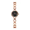 Elegante reloj de mujer en oro rosa con esfera negra y brazalete de eslabones - Correa Oro Rosa Esfera Negra
