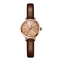 Elegant GEDI women watch with rose gold case, brown leather strap, and champagne dial - Coffee Dial Coffee Strap