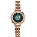 Reloj GEDI para mujer en oro rosa con esfera verde efecto sol y detalles de diamante - Plato Azul