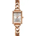 GEDI rose gold rectangular chain watch for women featuring sparkling crystal markers - Silver Dial Rose Gold Band