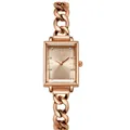 Rose gold rectangle dial watch for women with stylish chunky metal chain strap - Rose Gold Dial Rose Gold Band