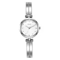 Elegant silver GEDI bangle watch with white heart dial and metallic finish for women - Silver Band White Dial