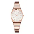 Reloj GEDI de cuarzo para mujer con correa de bambú en oro rosa y esfera blanca minimalista - Banda de Oro Rosa Esfera Blanca
