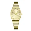 Elegante reloj GEDI dorado para mujer con correa de eslabones metálicos estilo bambú - Esfera Dorada Correa Dorada