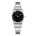 GEDI minimalist quartz watch with silver bamboo-style metal band and black dial - IP Silver Case White Markers Black Dial Silver Band