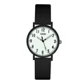 Minimalist quartz watch with black silicone strap and white dial for students - Black Case Luminous Dial Black Silicone Strap