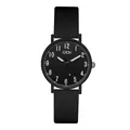 Minimalist black silicone quartz watch with matte finish and white Arabic numerals - Black Case Black Dial Black Silicone Strap
