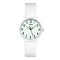 Minimalist GEDI quartz watch with white silicone strap and candy colored round dial - White Case Luminous Dial White Silicone Strap