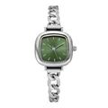 Orologio GEDI da donna con cinturino a catena d'argento e quadrante quadrato verde - Cassa Argento Quadrante Verde Catena Denim Argento