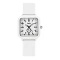 Montre carrée en silicone blanc lumineux avec cadran à chiffres et petit compteur de secondes - Blanc