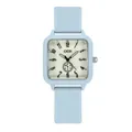 Montre à quartz carrée bleu clair minimaliste avec bracelet en silicone et affichage analogique - Bleu Clair (Entièrement Lumineux)