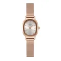 Elegant rose gold oval GEDI watch with Milanese stainless steel mesh strap for women - Rose Gold Case White Dial Rose Gold Strap