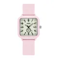 Montre à quartz carrée rose avec bracelet en silicone et cadran GEDI lumineux pour femmes - Rose (Entièrement Lumineux)